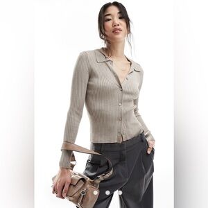 Abercrombie & Fitch Beige Ribbed Cardigan